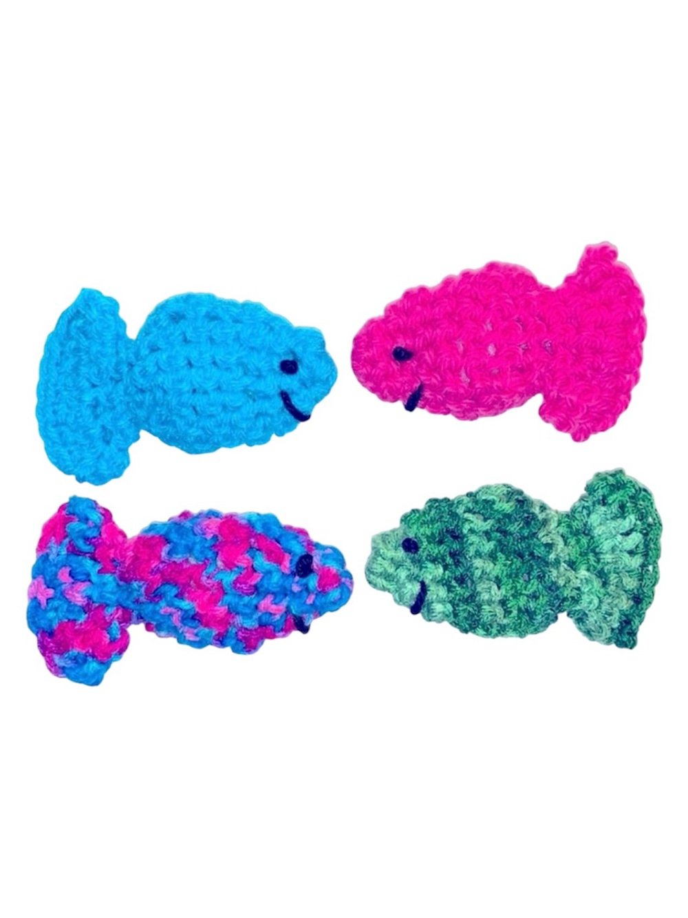 Hand Crafted Colorful Crocheted Organic Catnip Four Interactive Fish Cat Toys - Picture 3 of 11